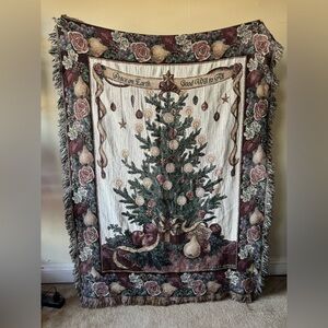Vintage Vicky Howard Christmas Tree Holiday Tapestry Blanket